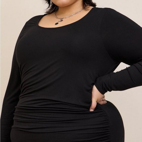 ❤️NWT VINTAGE TORRID MIDI DRESS CINCHED RUCHED BODYCON SUPER SOFT KNIT PLUS SIZE - Picture 8 of 12